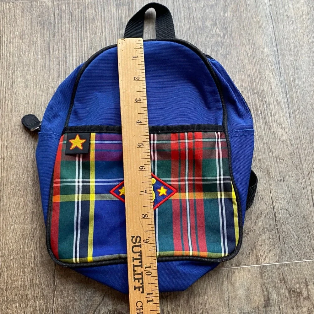 VTG Vintage Winnie the Pooh Mini Backpack‎ – Blue & Tartan Plaid – 90s Disney